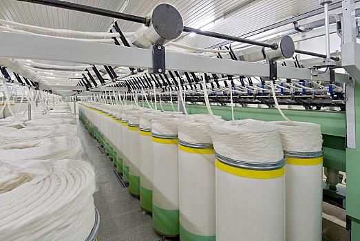 棉线,旋转,远景,纺织品,机器,工厂